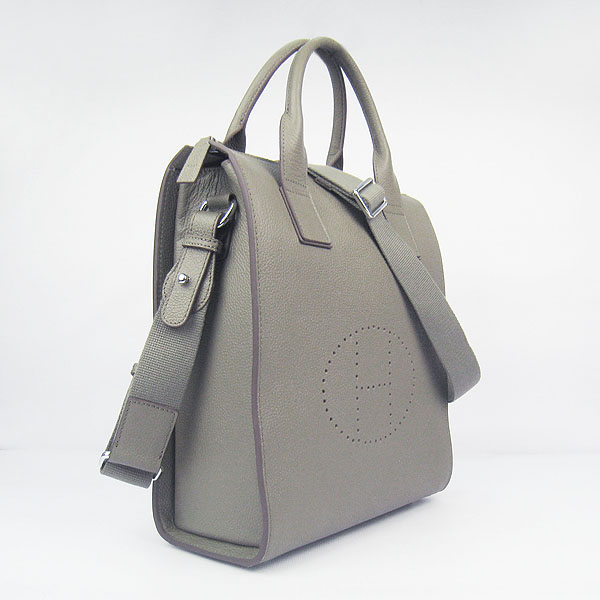 Fake Hermes Togo Leather Handbag Grey 8076